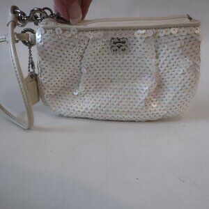 Womens Coach White Audrey Sequin Wristlet